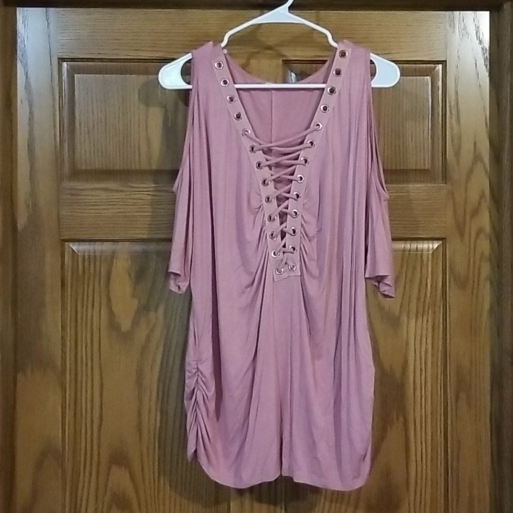 Forever 21 Mauve Pink Cold Shoulder Top